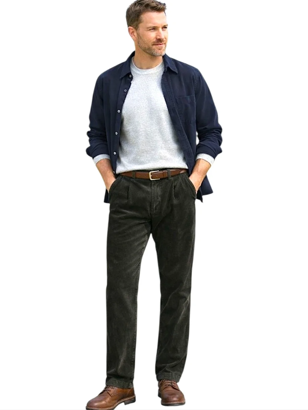 Lands End Traditional‎ Fit Corduroy Pants Sz 36x33 Mens Trousers Wide Wale Brown